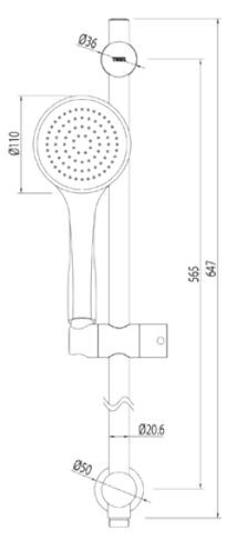 Tres komplet słuchawka-drążek dł.65cm ze ściennym przyłączem wody chrom 061.931.03