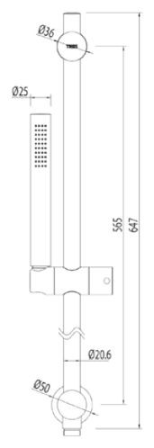 Tres komplet słuchawka-drążek dł.65cm ze ściennym przyłączem wody chrom 061.931.02