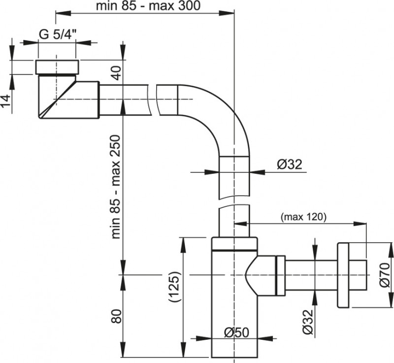 Alcaplast DESIGN syfon umywalkowy dekoracyjny oszczędający miejsce okrągły A403