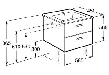 Roca Victoria Basic Unik 60 zestaw szafka z 2 szufladami + umywalka 60cm biały połysk A855884806