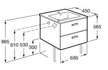 Roca Victoria Basic Unik 70 zestaw szafka z 2 szufladami + umywalka 70cm biały połysk A855853806