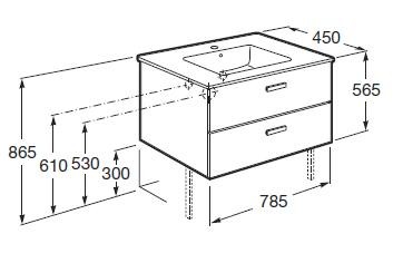 Roca Victoria Basic Unik 80 zestaw szafka z 2 szufladami + umywalka 80cm biały połysk A855852806