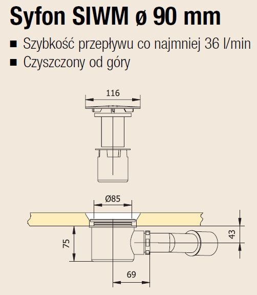Sanswiss syfon brodzikowy chrom połysk SIWM.10