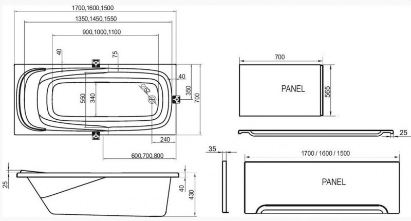 Ravak Vanda II wanna prostokątna 170x70 biały CP21000000