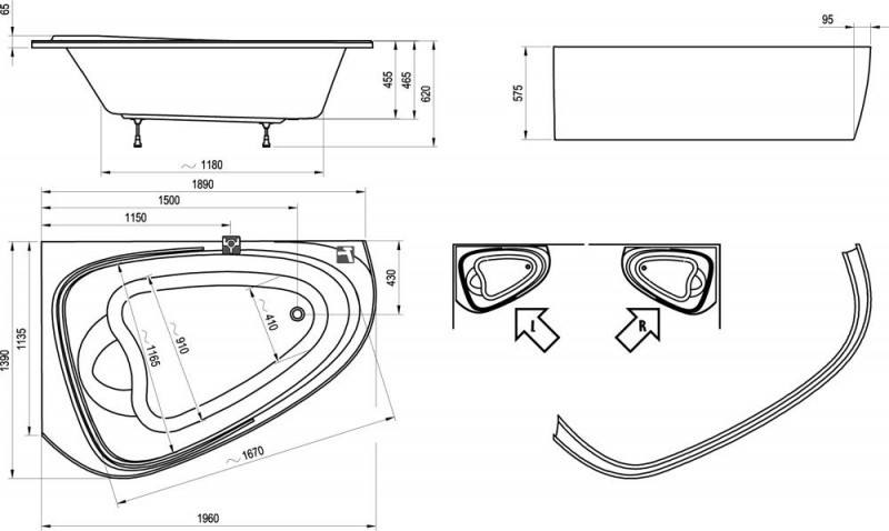Ravak Love Story II wanna dwuosobowa PRAWA 196x139 C761000000