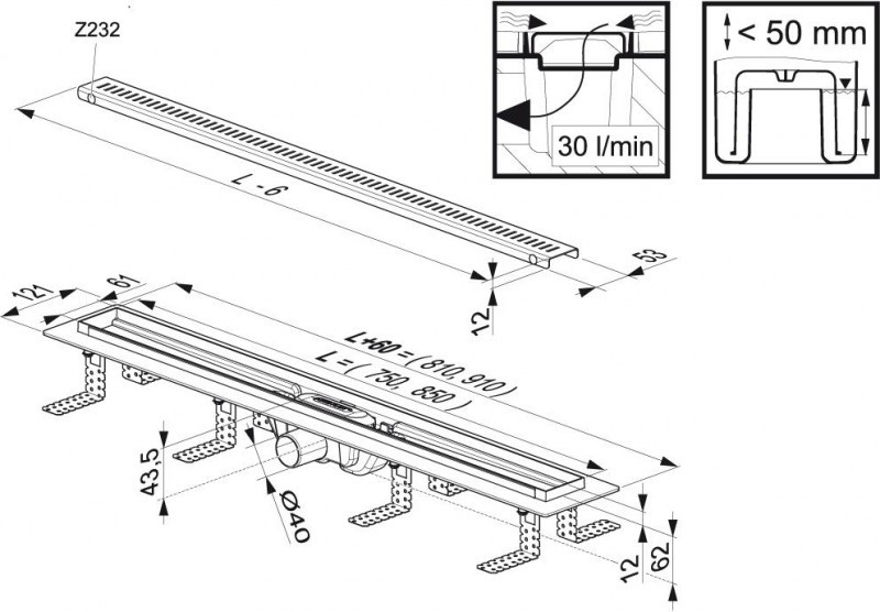 Ravak Zebra 850 odpływ liniowy 85 cm  X01434