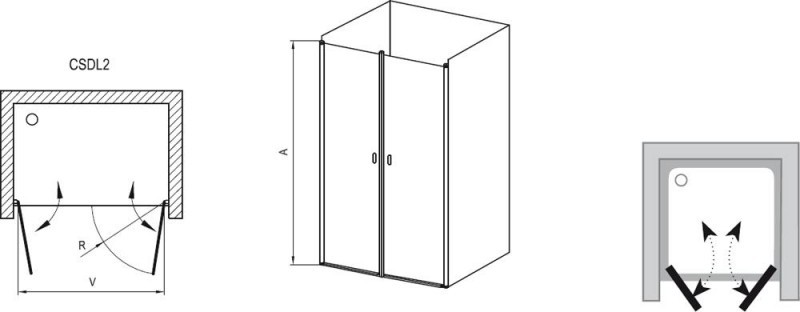 Ravak Chrome CSDL2-120 drzwi 2-skrzydłowe otwierane wahadłowe srebrny połysk przeźroczyste ANTICALC 0QVGCC0LZ1