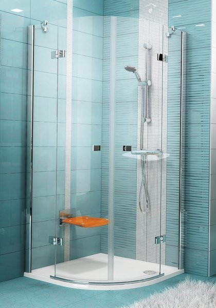 Ravak SmartLine SMSKK4-90 kabina półokrągła drzwi otwierane 90x90 chrom przeźroczyste ANTICALC 3S277A00Y1