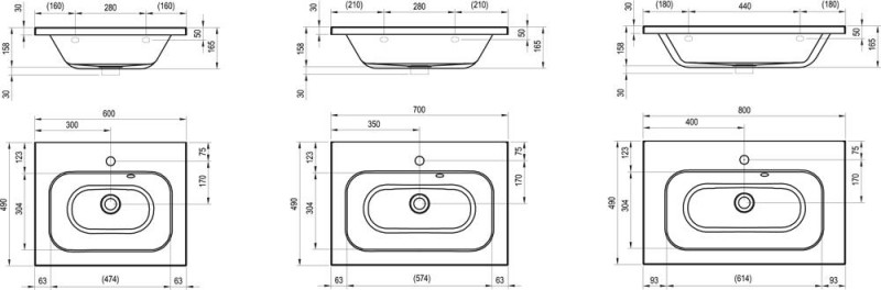 Ravak Chrome 600 umywalka meblowa 60x49 z otworem XJG01160000