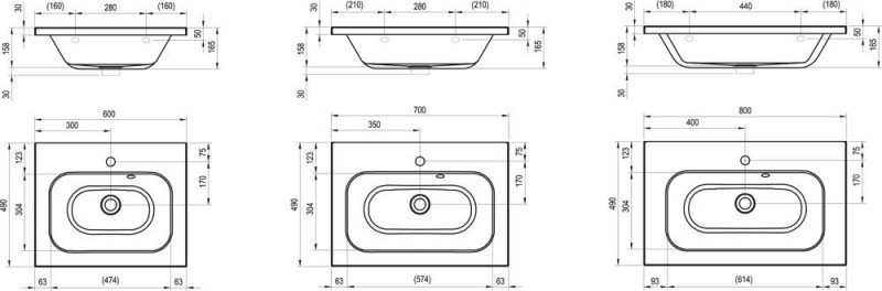 Ravak Chrome 800 umywalka meblowa 80x49 z otworem XJG01180000