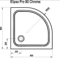 Ravak Elipso PRO Chrome brodzik półokrągły 80x80 lany marmur XA244401010