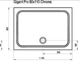 Ravak Gigant PRO Chrome brodzik prostokątny 110x80 lany marmur XA04D401010