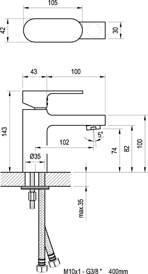 Ravak Chrome bateria umywalkowa bez korka chrom CR 012.00 X070041