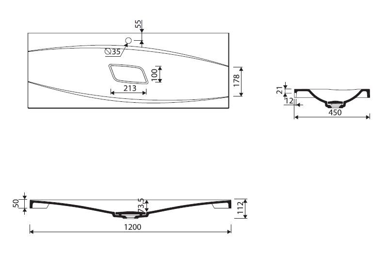 Marmorin Noel 120 umywalka z otworem 120x45 cm Mineralicast 582 120 020 011