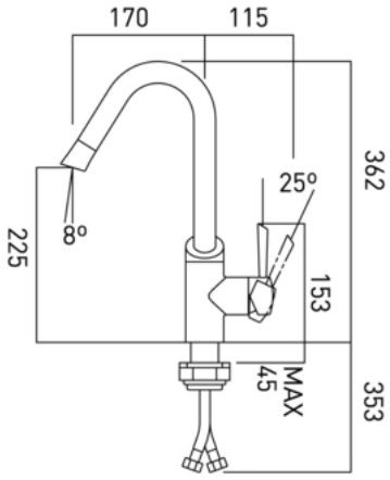 Vado Cuc bateria kuchenna zlewozmywakowa chrom CUC-1004-C/P