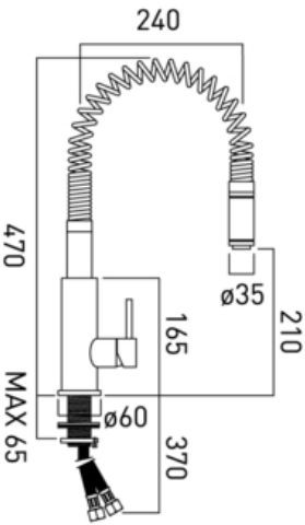 Vado Cuc bateria kuchenna zlewozmywakowa z wyciąganą wylewką chrom CUC-3001-C/P