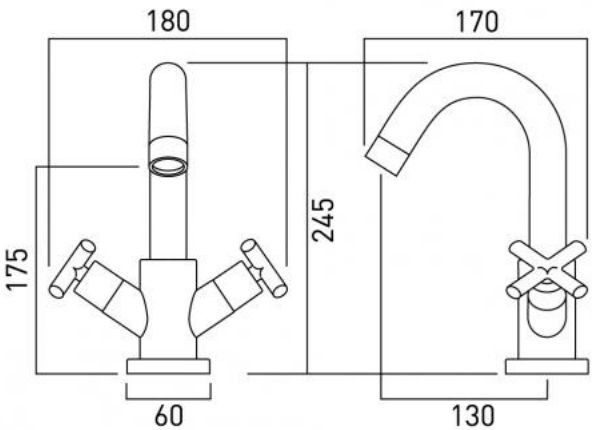 Vado Elements Water bateria umywalkowa z korkiem chrom ELW-100/CC-C/P