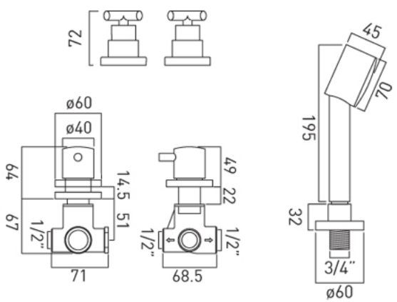 Vado Elements Water bateria wannowa czterootworowa chrom ELW-135/NS-3/4-C/P