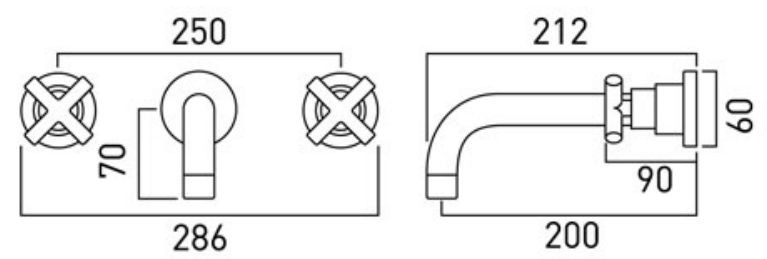 Vado Elements Water bateria wannowa podtynkowa trzyotworowa chrom ELW-126L-3/4-C/P