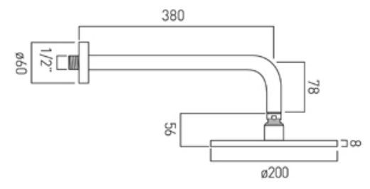 Vado Atmosphere deszczownica głowica prysznicowa okrągła 200mm z ramieniem ściennym chrom ATM-HEAD/RO/SA-C/P