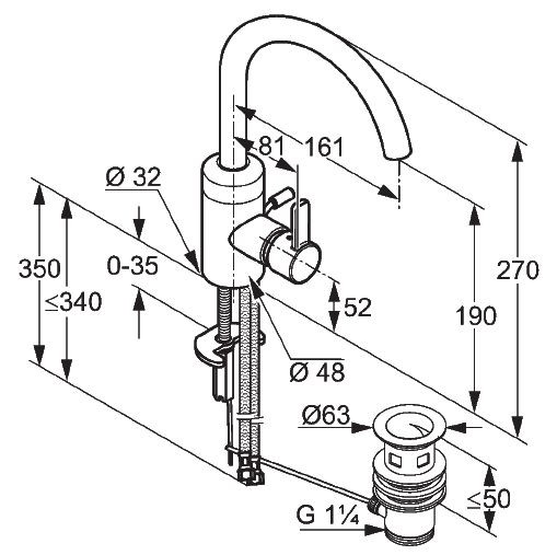 Kludi Zenta jednouchwytowa bateria umywalkowa z korkiem chrom 382550575