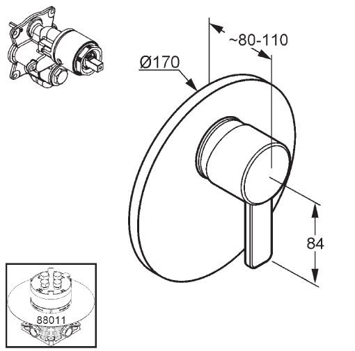 Kludi Zenta jednouchwytowa bateria prysznicowa podtynkowa chrom 38 655 05 75