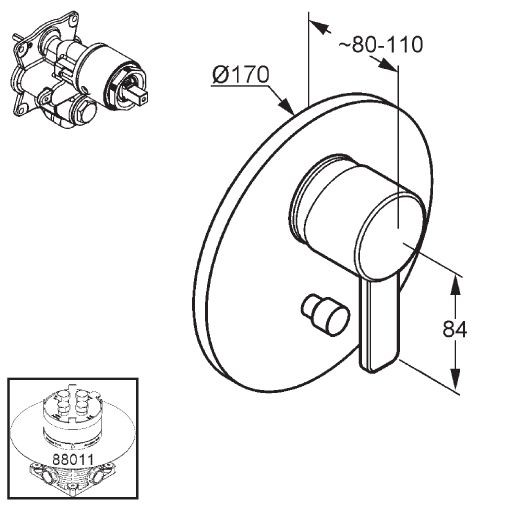 Kludi Zenta jednouchwytowa bateria wannowo-prysznicowa podtynkowa chrom 386500575