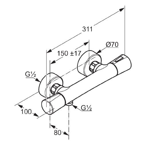 Kludi Zenta jednouchwytowa bateria prysznicowa termostatyczna ścienna chrom 35 100 05 38