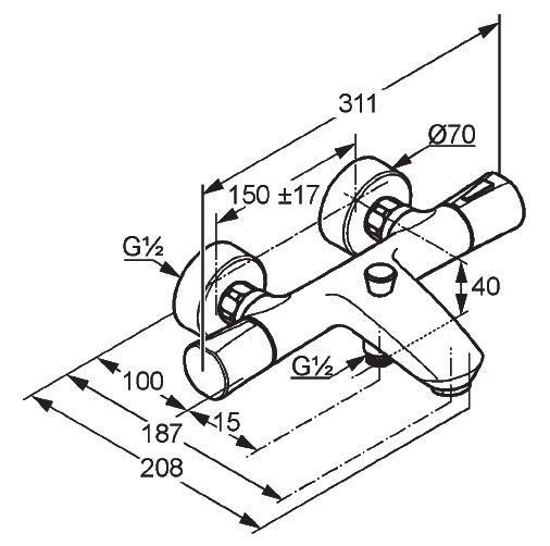 Kludi Zenta jednouchwytowa bateria wannowo-prysznicowa termostatyczna ścienna chrom 351010538