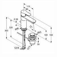Kludi Objekta XL jednouchwytowa bateria umywalkowa z korkiem chrom 32 260 05 75