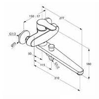 Kludi Objekta specjalna jednouchwytowa bateria wannowa ścienna chrom 32 491 05 75