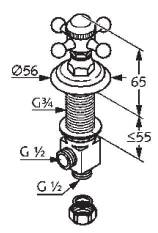 Kludi Adlon zawór boczny do wody ciepłej mosiądz 51 818 45 20