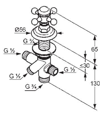 Kludi Adlon przełącznik dwukierunkowy mosiądz 51 848 45 20