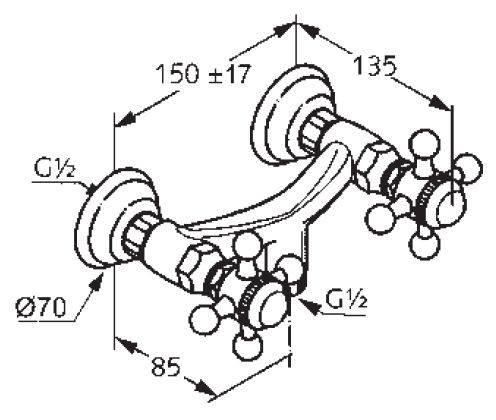 Kludi Adlon dwuuchwytowa bateria prysznicowa ścienna chrom 51 610 05 20
