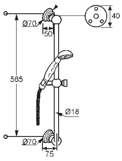 Kludi Adlon zestaw prysznicowy drążek 60cm słuchawka jednopozycyjna z wężem 160cm chrom 27 103 05