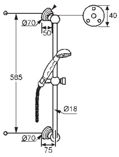 Kludi Adlon zestaw prysznicowy drążek 60cm słuchawka jednopozycyjna z wężem 160cm mosiądz 27 103 45