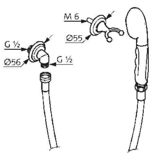 Kludi Adlon zestaw prysznicowy uchwyt punktowy słuchawka jednopozycyjna z wężem 160cm i przyłączem kątowym mosiądz 27 105 45