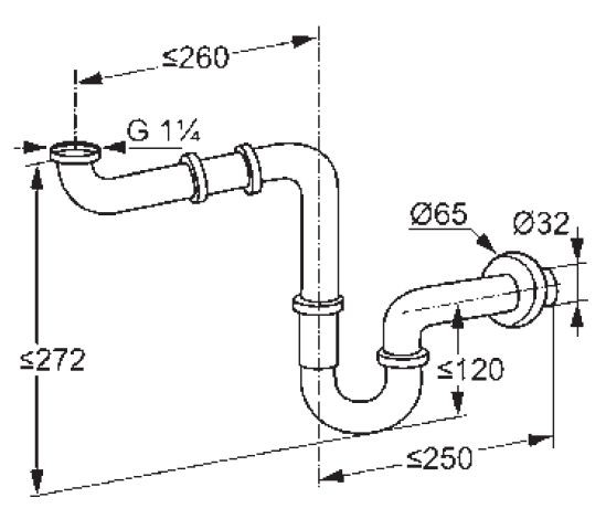 Kludi syfon umywalkowy do montażu w miejscach niedostępnych chrom 10 255 05-00