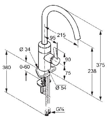 Kludi E-Go elektroniczna bateria kuchenna zlewozmywakowa chrom 42 200 05 75