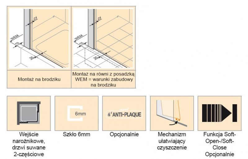 Huppe Aura elegance kabina kwadratowa 90x90 wys. 2000mm drzwi suwane srebrny matowy przeźroczyste 401309.087.321