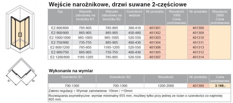 Huppe Aura elegance kabina kwadratowa 120x80 wys. 2000mm drzwi suwane srebrny matowy przeźroczyste 401314.087.321
