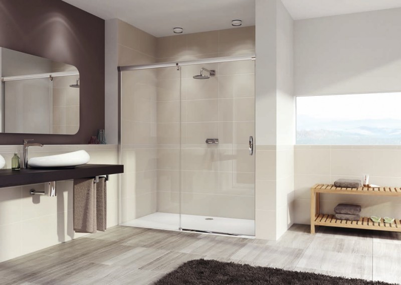 Huppe Aura elegance drzwi suwane 1-częściowe lewe 110 wys. 2000mm srebrny matowy przeźroczyste 401413.087.321