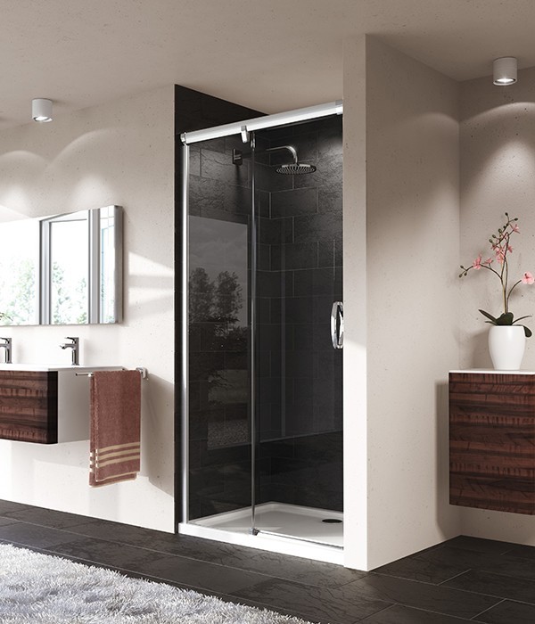 Huppe Aura elegance drzwi suwane 1-częściowe lewe 180 wys. 2000mm srebrny matowy przeźroczyste 401420.087.321