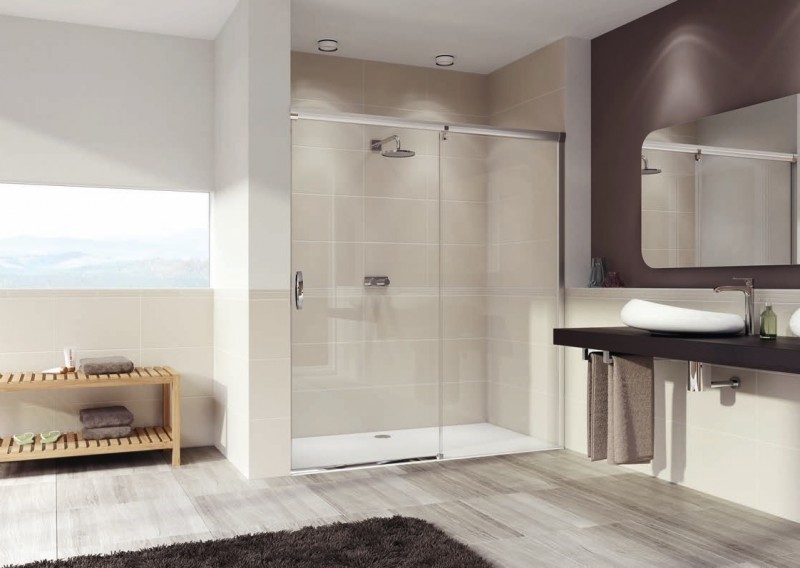 Huppe Aura elegance drzwi suwane 1-częściowe prawe 100 wys. 2000mm srebrny matowy przeźroczyste 401512.087.321