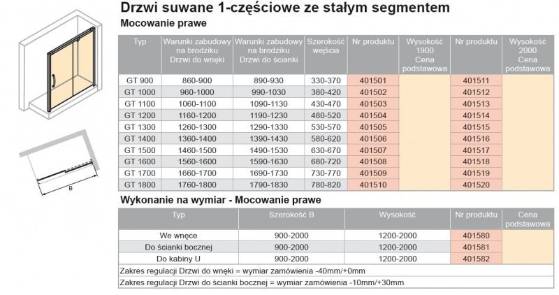 Huppe Aura elegance drzwi suwane 1-częściowe prawe 160 wys. 2000mm srebrny matowy przeźroczyste 401518.087.321