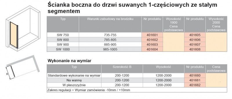 Huppe Aura elegance ścianka boczna 90 wys. 1900mm srebrny matowy przeźroczyste 401603.087.321