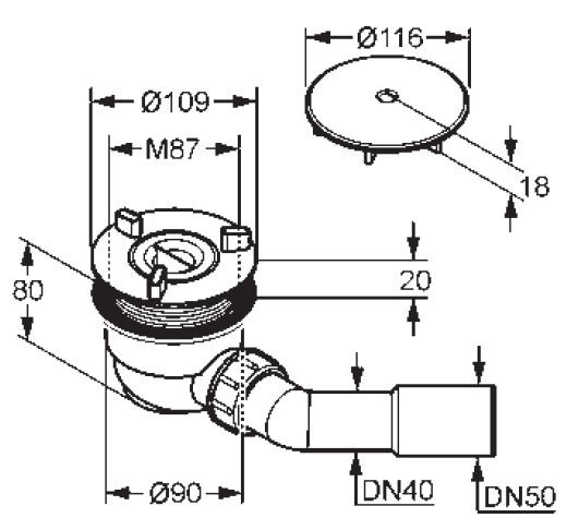 Kludi Tasso 90 zestaw odpływowy syfon brodzikowy 21 098 05-00
