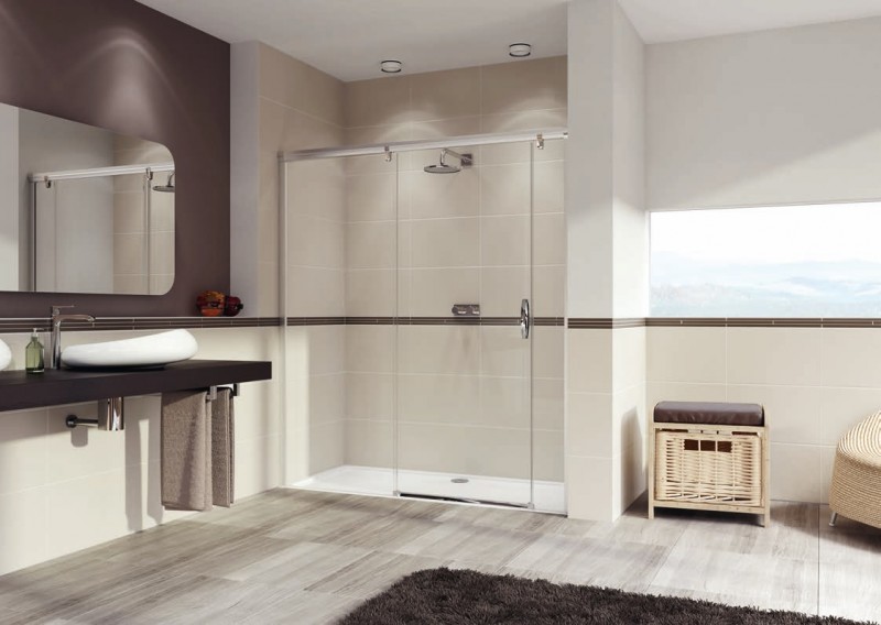 Huppe Aura elegance drzwi suwane 1-częściowe z częścią boczną lewe 160 wys. 1900mm srebrny matowy przeźroczyste 401801.087.321