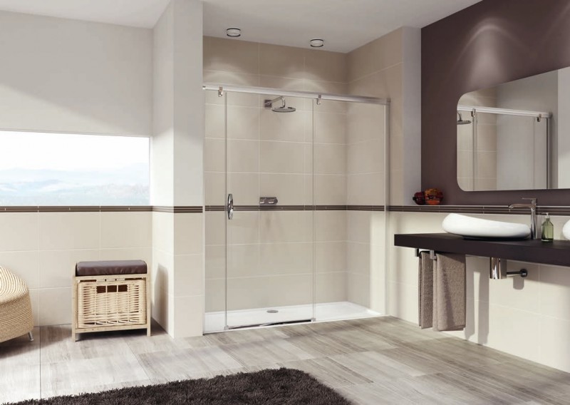 Huppe Aura elegance drzwi suwane 1-częściowe z częścią boczną prawe 160 wys. 1900mm srebrny matowy przeźroczyste 401901.087.321