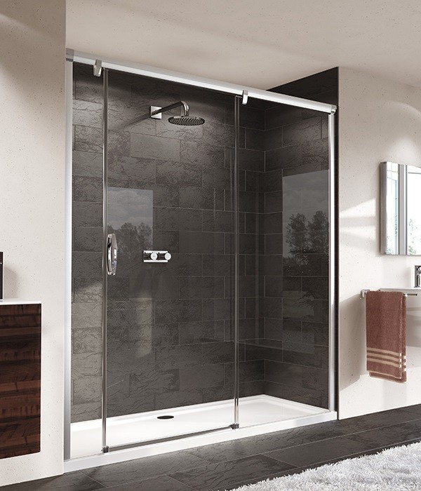 Huppe Aura elegance drzwi suwane 1-częściowe z częścią boczną prawe 160 wys. 2000mm srebrny matowy przeźroczyste 401904.087.321